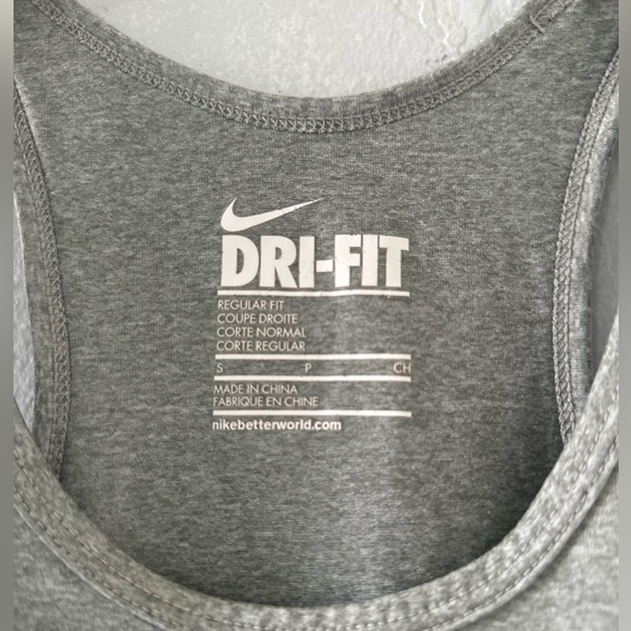 Nike Women Tank Shirt Small Gray Dri Fit Regular Fit Round Neck Activewear Small - Picture 2 of 6